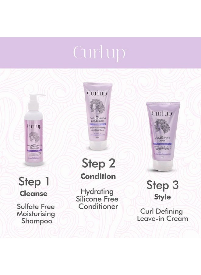 Curl Up - Curl Care Bundle With Curly Hair Shampoo, Conditioner And Leave In Curl Defining Cream - For Dry Frizzy, Wavy & Curly Hair - Sulphate Paraben And Silicone Free (Combo Of 3) - Image 1