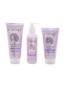 Curl Up Curl Care Bundle With Curly Hair Shampoo, Conditioner And Leave In Curl Defining Cream - For Dry Frizzy, Wavy & Curly Hair - Sulphate Paraben And Silicone Free (Combo Of 3)  - Image 1