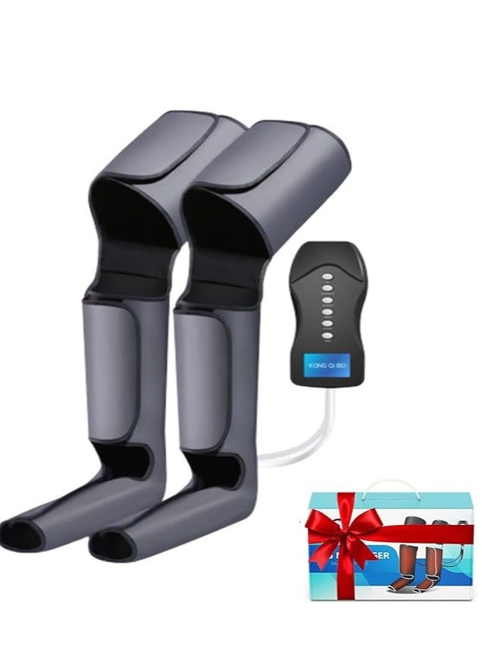General Leg Massager for Blood Circulation and Pain Relief Air Compression with Heat for Foot, Leg, Thigh, Knee, Shoe Massager, Gifts for Mom and Dad (Dark Grey) - Image 1