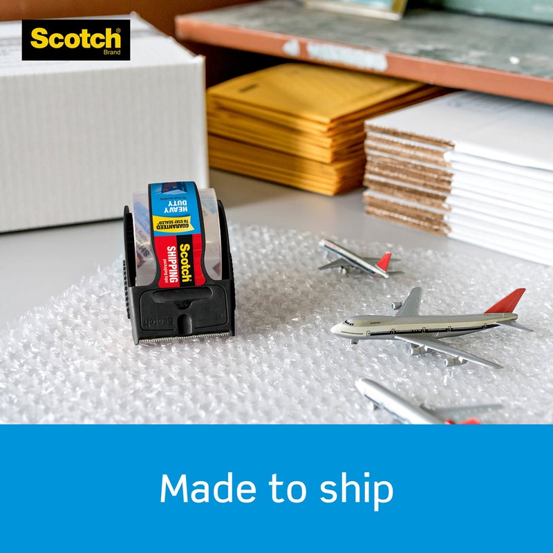 3M Scotch Heavy Duty Packaging Tape, 1.88" x 22.2 yd, Designed for Packing, Shipping and Mailing, 3M Industrial Strength Adhesive, 1.5" Core, Clear, 1 Roll with Dispenser (142-BL)  - Image 4