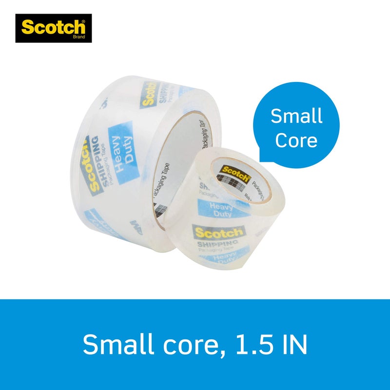 3M Scotch Heavy Duty Packaging Tape, 1.88" x 22.2 yd, Designed for Packing, Shipping and Mailing, 3M Industrial Strength Adhesive, 1.5" Core, Clear, 1 Roll with Dispenser (142-BL)  - Image 5