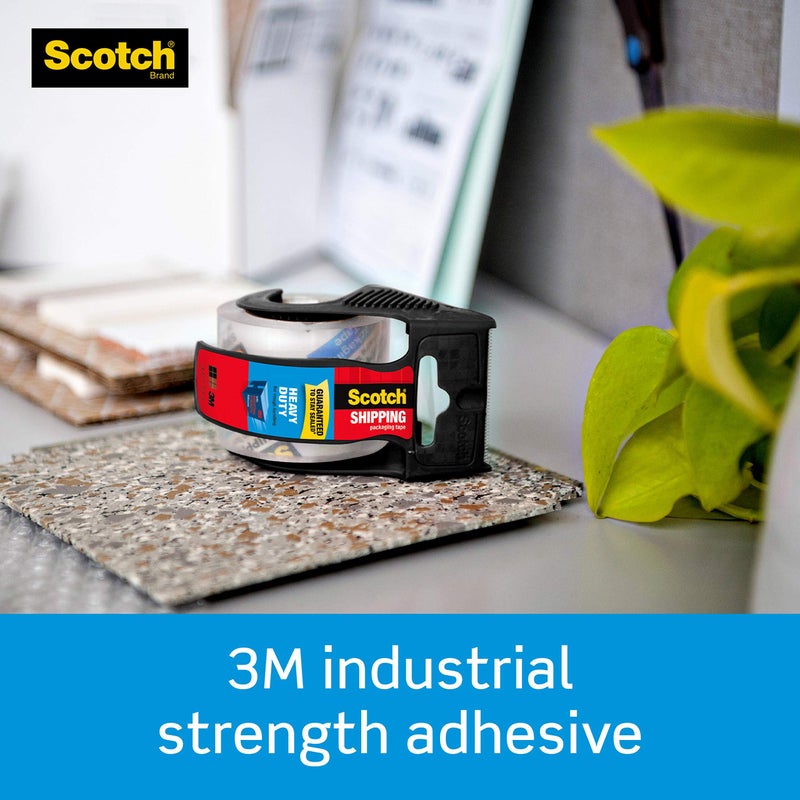 3M Scotch Heavy Duty Packaging Tape, 1.88" x 22.2 yd, Designed for Packing, Shipping and Mailing, 3M Industrial Strength Adhesive, 1.5" Core, Clear, 1 Roll with Dispenser (142-BL)  - Image 2
