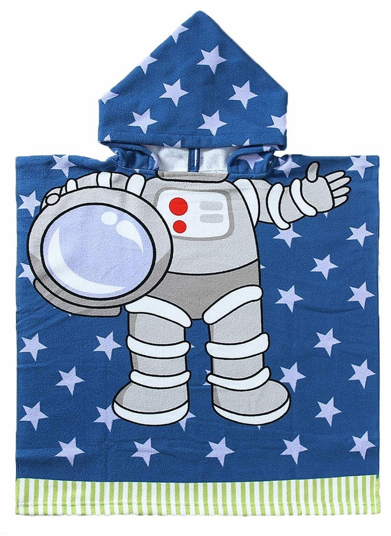 Y&D Kids Beach Towel, Hooded Bathrobe Towel Wrap, Cartoon Astronaut Soft Bath Poncho  - Image 1