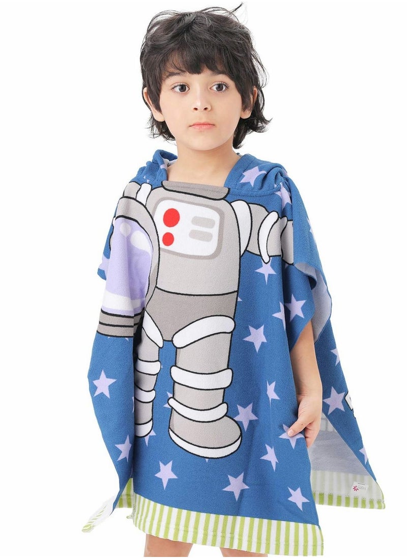 Y&D Kids Beach Towel, Hooded Bathrobe Towel Wrap, Cartoon Astronaut Soft Bath Poncho  - Image 2