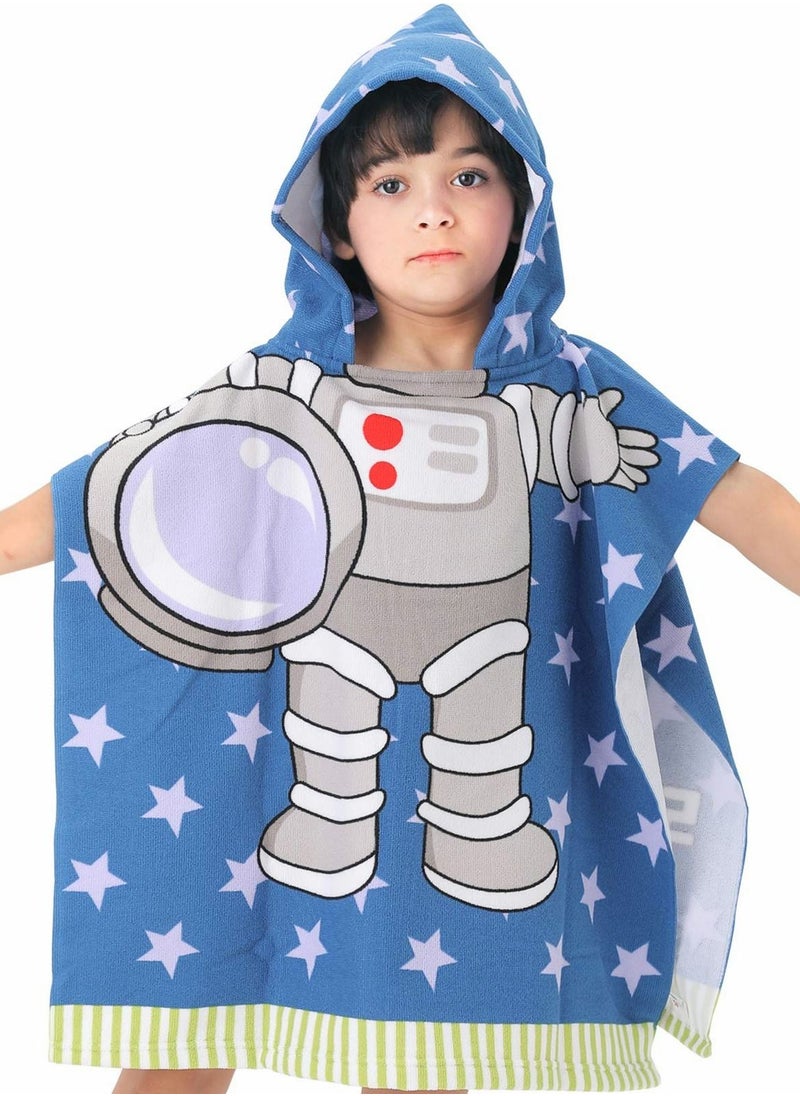 Y&D Kids Beach Towel, Hooded Bathrobe Towel Wrap, Cartoon Astronaut Soft Bath Poncho  - Image 3