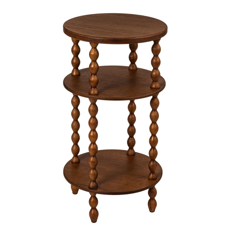 Creative Co-Op Bobbin Leg Round Wood Accent Table, Walnut - Image 1