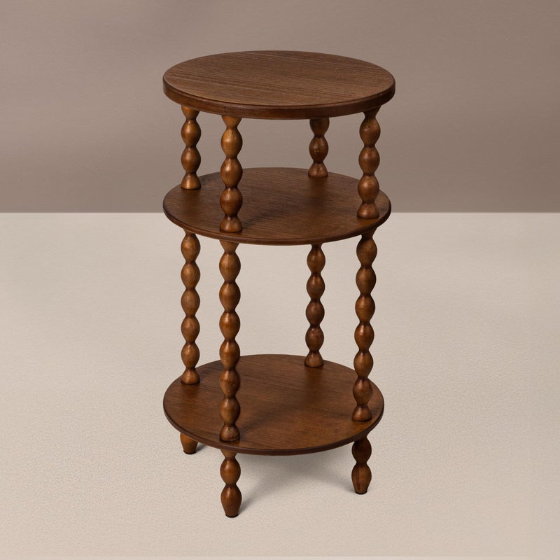 Creative Co-Op Bobbin Leg Round Wood Accent Table, Walnut - Image 5