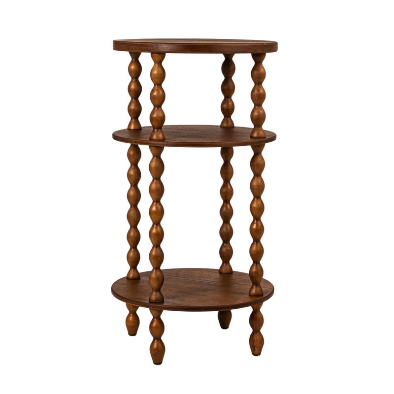Creative Co-Op Bobbin Leg Round Wood Accent Table, Walnut - Image 3