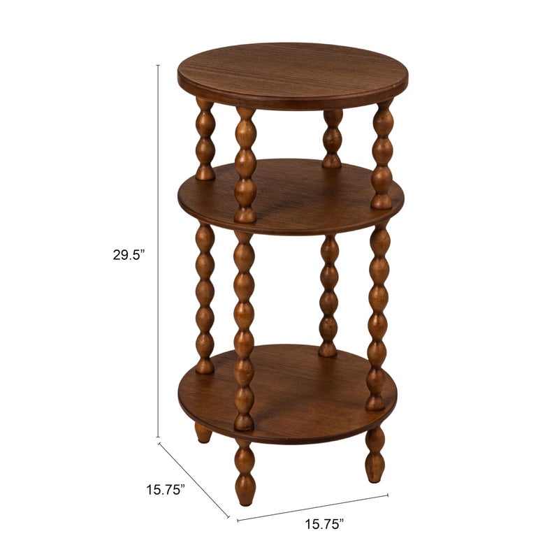 Creative Co-Op Bobbin Leg Round Wood Accent Table, Walnut - Image 2