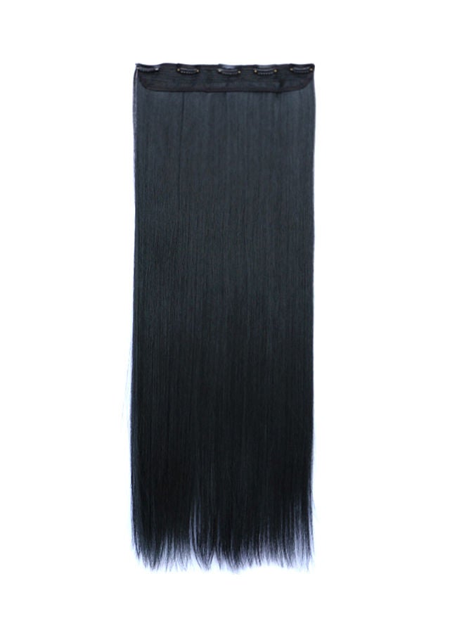 وصلة شعر مستقيمة طويلة من قطعة واحدة مع 5 مشابك أسود 70سم