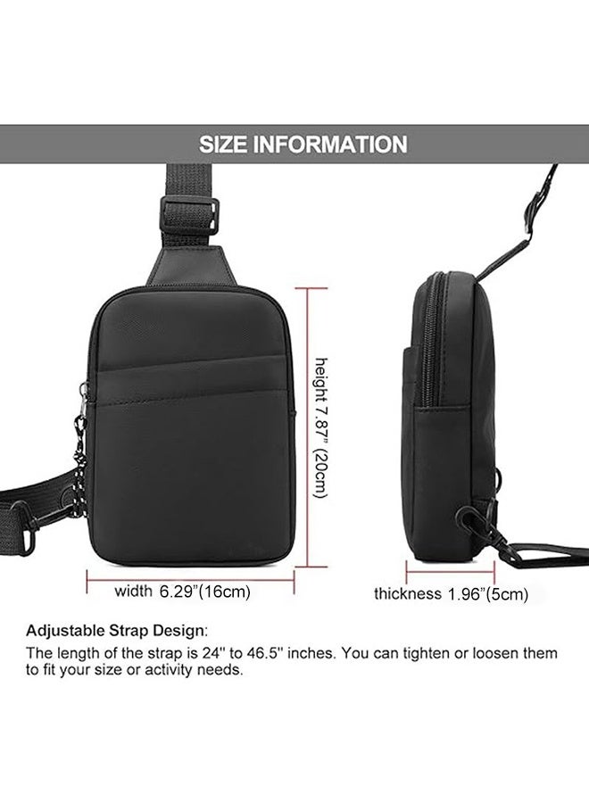 Small Sling Bag for Men and Women Waterproof Cross body Fanny Packs Purses Chest Bags with Adjustable Shoulder Belt for Travel Sport Camping,Black - Image 3