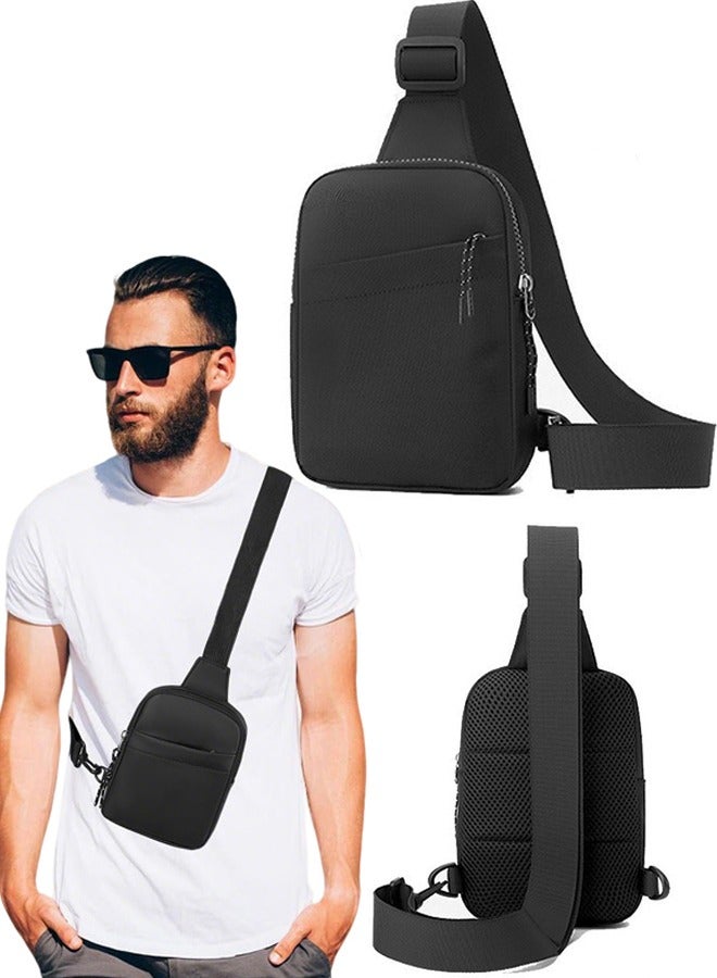 Small Sling Bag for Men and Women Waterproof Cross body Fanny Packs Purses Chest Bags with Adjustable Shoulder Belt for Travel Sport Camping,Black - Image 1