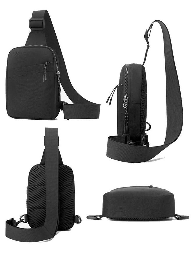 Small Sling Bag for Men and Women Waterproof Cross body Fanny Packs Purses Chest Bags with Adjustable Shoulder Belt for Travel Sport Camping,Black - Image 2