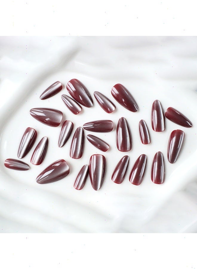 24PCS Fake Nails, Tip Nails Almond Medium Press on Nails with Sequins Designs Glossy, No Damage to Nails, Finished Nails Suitable for Girls - Image 2