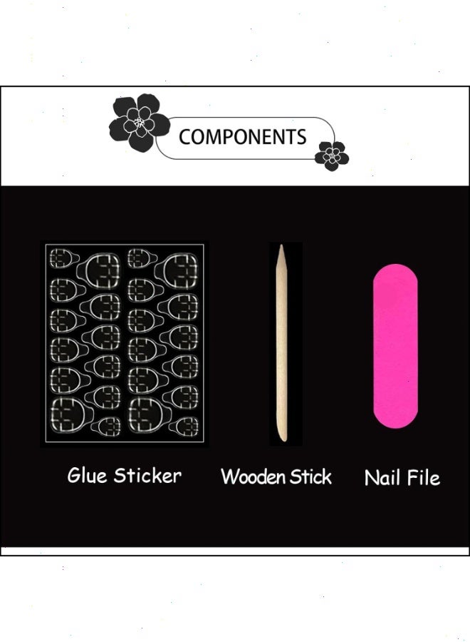 24PCS Fake Nails, Tip Nails Almond Medium Press on Nails with Sequins Designs Glossy, No Damage to Nails, Finished Nails Suitable for Girls - Image 4