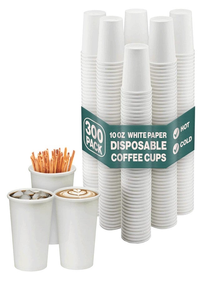NYHI 10oz Disposable Paper Cups - For Hot & Cold Drinks, Espresso, Tea, Juice, Water & More - Plain, Writable Surface Ideal for Cafes, Office & Events - Fits Most Coffee Machines, 300 pcs. - White - Image 1