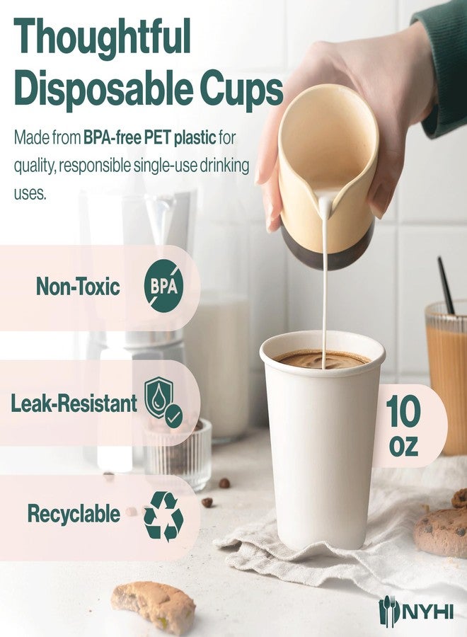 NYHI 10oz Disposable Paper Cups - For Hot & Cold Drinks, Espresso, Tea, Juice, Water & More - Plain, Writable Surface Ideal for Cafes, Office & Events - Fits Most Coffee Machines, 300 pcs. - White - Image 2