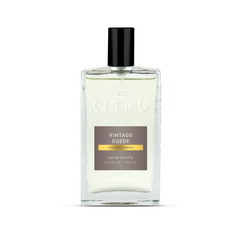 Cremo Cologne for Men - Vintage Suede Mens Cologne Spray- A Combination of White Moss, Rich Amber, and Smooth Suede, Fragrances For Men, 3.4 Fl Oz - Image 1