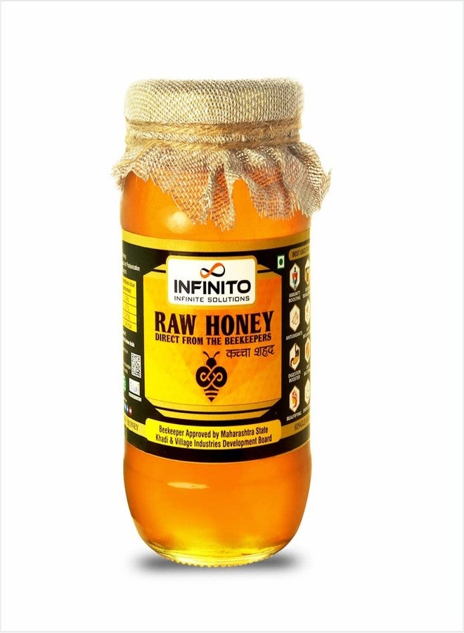 Infinito TULSI(HOLY BASIL) RAW HONEY | UNPASTEURIZED, UNPROCESSED, UNFILTERED, RAW HONEY, 100% NATURAL & PURE COLLECTED FROM FLOWERS OF TULSI | NO ADDED FLAVOUR (500g (Pack of 1)) - Image 1