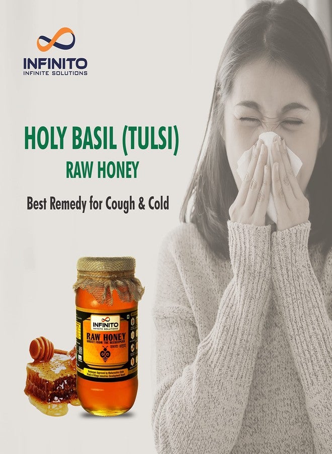 Infinito TULSI(HOLY BASIL) RAW HONEY | UNPASTEURIZED, UNPROCESSED, UNFILTERED, RAW HONEY, 100% NATURAL & PURE COLLECTED FROM FLOWERS OF TULSI | NO ADDED FLAVOUR (500g (Pack of 1)) - Image 5