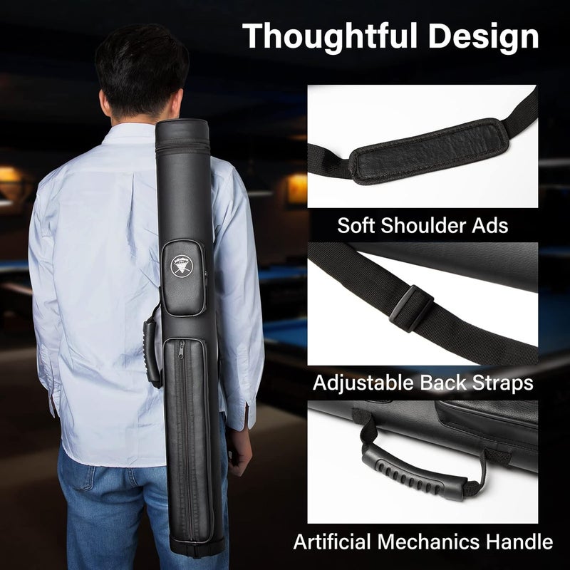 Adhafera 2 X 2 Hard Pool Cue Case - Faux Leather Billiards Accessories - Image 5