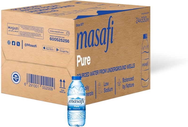 Masafi مياه مسافي النقية - 24 زجاجة سعة 330 مل - Image 1