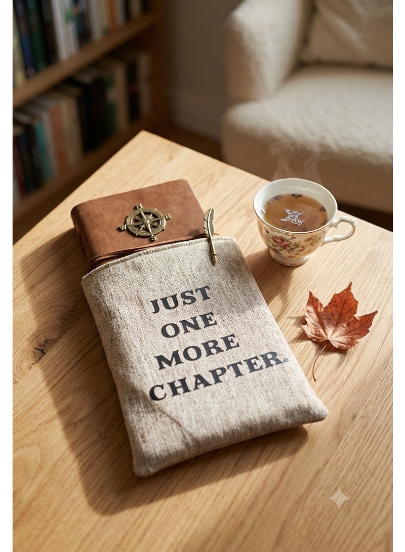 Beige Fabric Book Sleeve with "Just One More Chapter" Print - Image 2