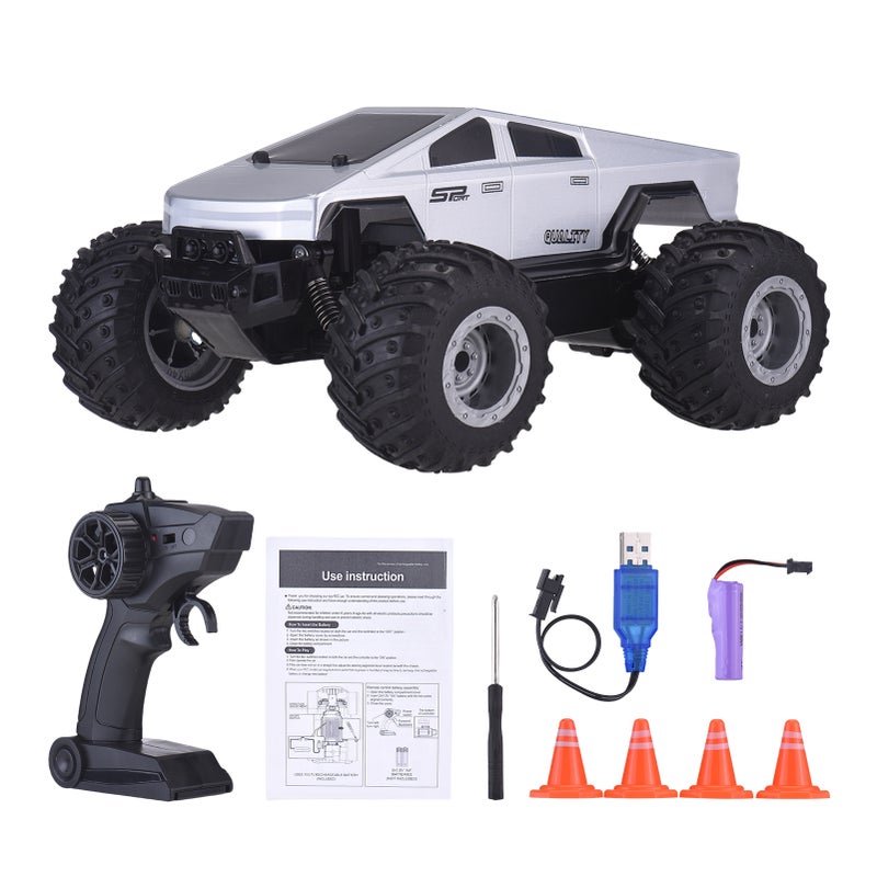 Remote Control Car, 2.4G All Terrain Off Road Vehicle with LED Headlights, Electric Toy for Boys Girls Grey 1 Battery - Image 1