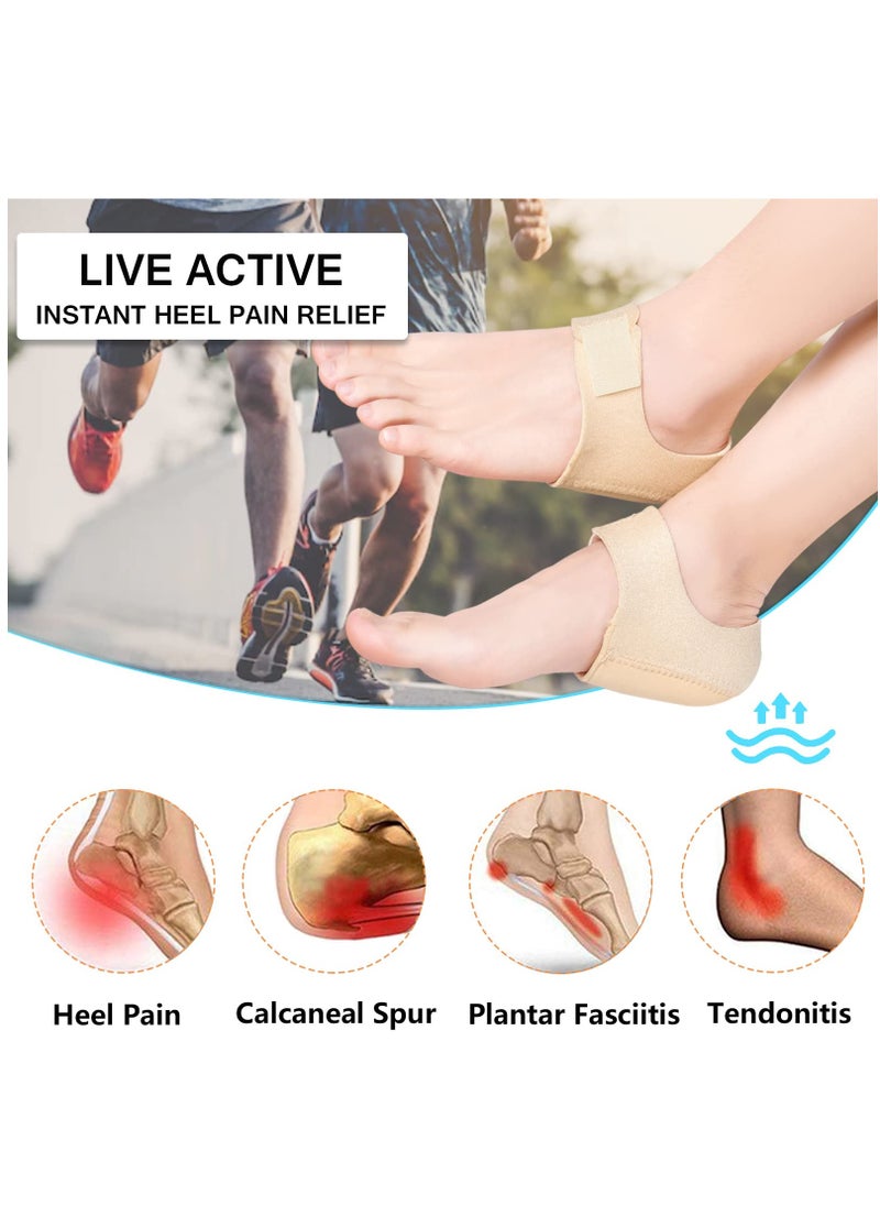 Generic - Heel Protectors/Heel Sleeves Pads/Heel Cushion/Heel Support for Relieving Heel Pain Pressure From Plantar Fasciitis - Beige - Image 1