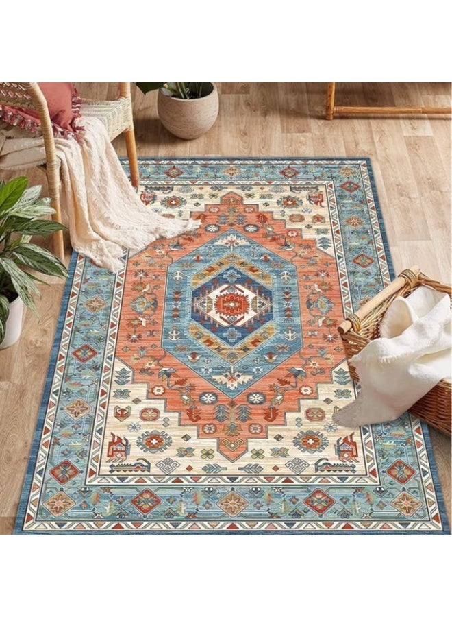 Vintage Persian Style Living Room Area Rug - Soft, Comfortable, Non-Slip, Easy to Clean, Washable, Stain-Resistant Carpet for Bedroom - Image 1