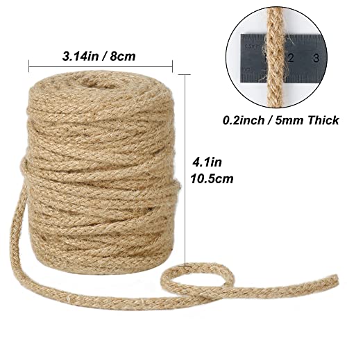 Tenn Well 5mm Jute Twine, 100 Feet Braided Natural Rope, Thick Twine for Crafts, Gift Wrapping, Gardening, Cat Tower Repair, Macrame Jute Cord - Image 5