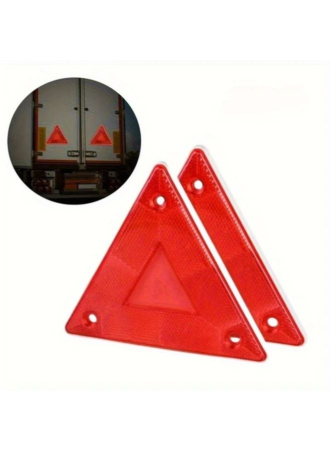 6pcs Red Heavy Duty Truck Warning Reflectors Triangle Safety Signs - Image 4
