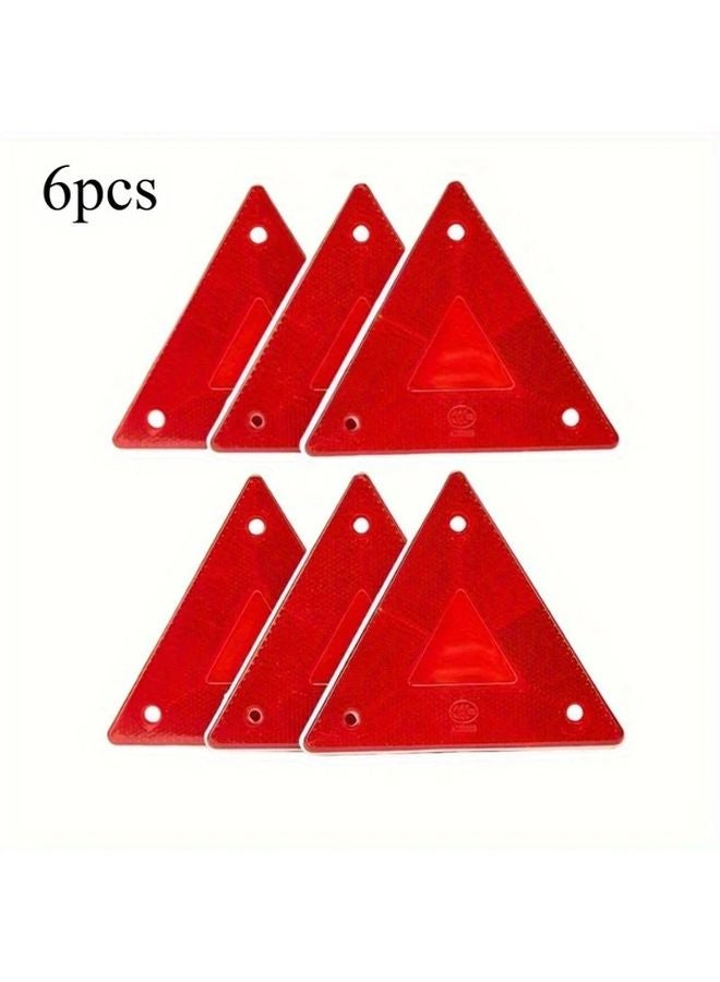 6pcs Red Heavy Duty Truck Warning Reflectors Triangle Safety Signs - Image 2