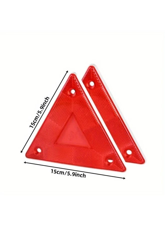 6pcs Red Heavy Duty Truck Warning Reflectors Triangle Safety Signs - Image 3