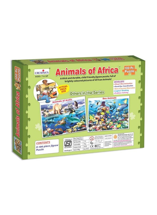 Creative's Creative's Animals of Africa |Jigsaw Puzzles |Fun and Challenging Puzzles |Puzzles for Kids and Adults |Animal Jigsaw Puzzles for kids| 100 Pieces Jigsaw Puzzles |Logical Thinking for kids | Ages 7&Up  - Image 3