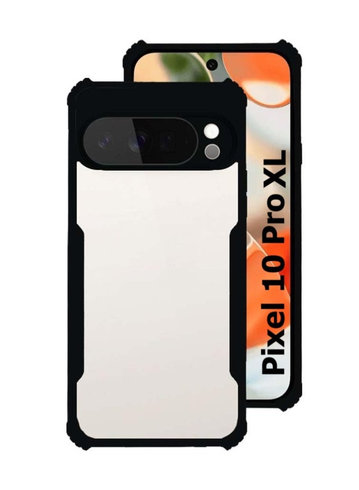 جراب Google Pixel 10 Pro XL شفاف متين هجين مقاوم للصدمات مع حواف سوداء وحماية 360 درجة وغطاء شفاف من الأكريليك لحماية عدسة الكاميرا - Image 1