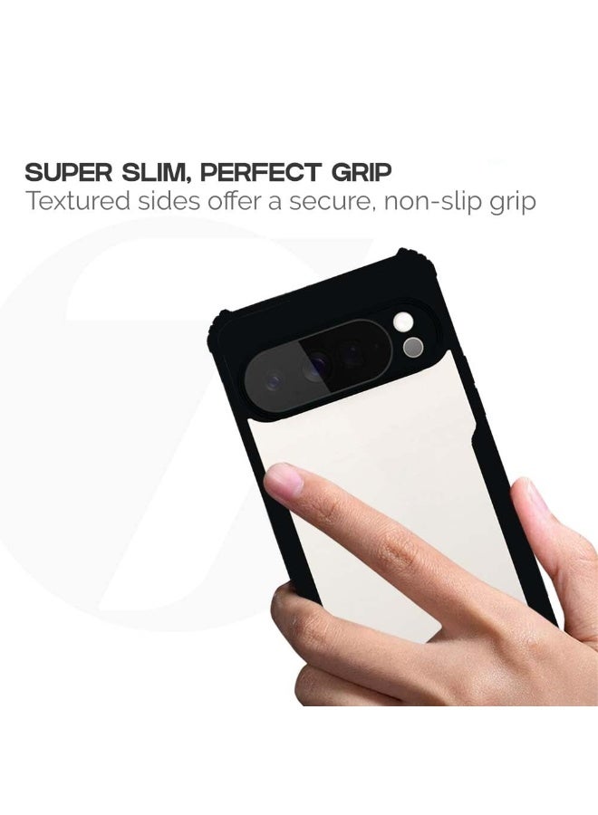 جراب Google Pixel 10 Pro XL شفاف متين هجين مقاوم للصدمات مع حواف سوداء وحماية 360 درجة وغطاء شفاف من الأكريليك لحماية عدسة الكاميرا - Image 4