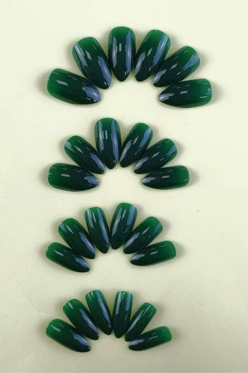 National Day decorations Green Almond-Shaped Fake Nails for Celebrating Saudi National Day, the box contains 24 nails with a nail file and glue, perfect for celebrating Saudi National Day. - Image 2