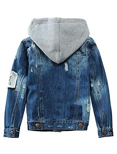 Mallimoda Kids Boys Girls Hooded Denim Jacket Zipper Coat Outerwear Style 4 Denim 7-8 Years - Image 3