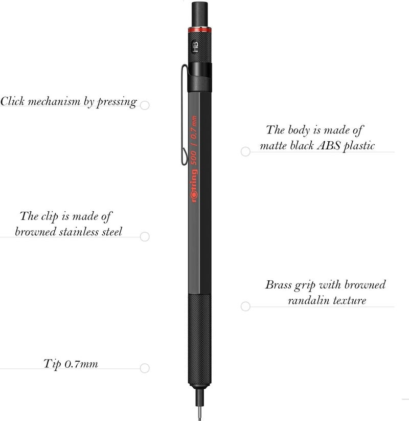 500 Mechanical Pencil, 0.7 Mm, Black