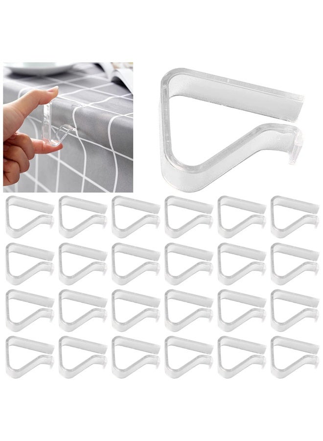 مقابس مفرش المائدة الشفاف الشفاف، قماشة المائدة البلاستيكية احتجاز القماشات حاملات قماشة المائدة لحفلات الزفاف المنزلية في عيد الميلاد في الهواء الطلق (كبيرة، 24 قطعة) - Image 1