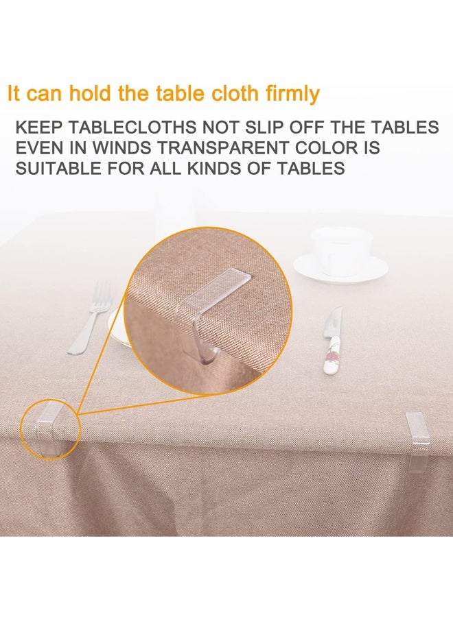 مقابس مفرش المائدة الشفاف الشفاف، قماشة المائدة البلاستيكية احتجاز القماشات حاملات قماشة المائدة لحفلات الزفاف المنزلية في عيد الميلاد في الهواء الطلق (كبيرة، 24 قطعة) - Image 5