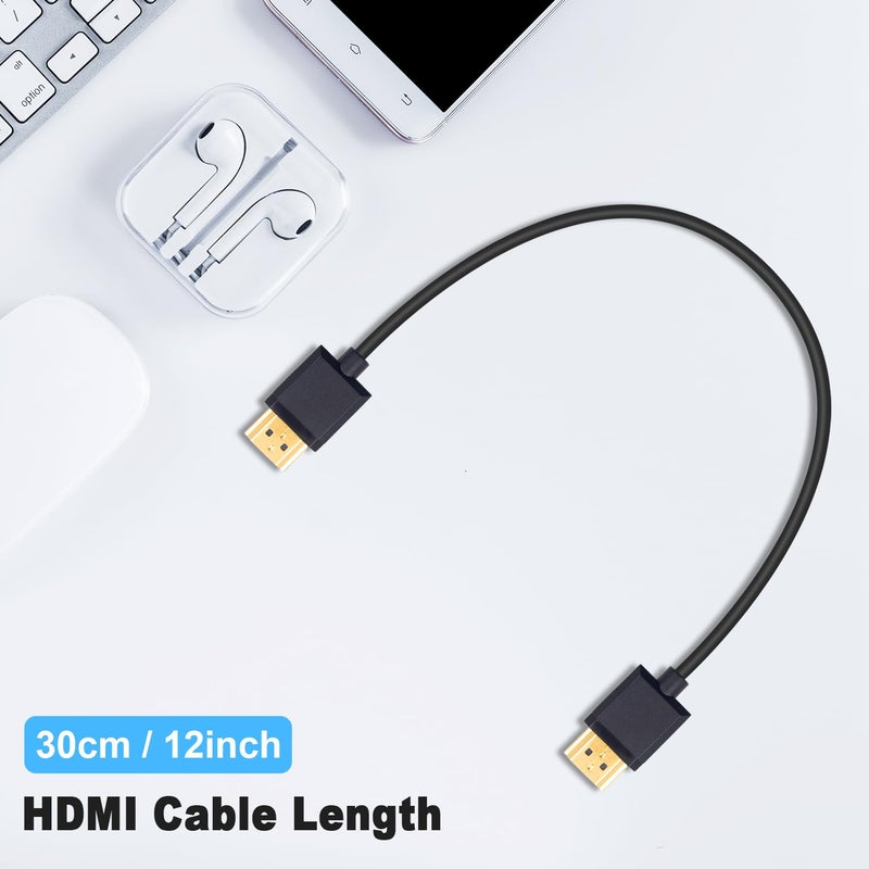 دوتك كابل HDMI رقيق للغاية بطول 1 قدم، كابل HDMI قصير من ذكر إلى ذكر لجهاز تلفزيون ثلاثي الأبعاد و 4K فائق الدقة، سلك HDMI 2.0 محول تمديد - Image 3