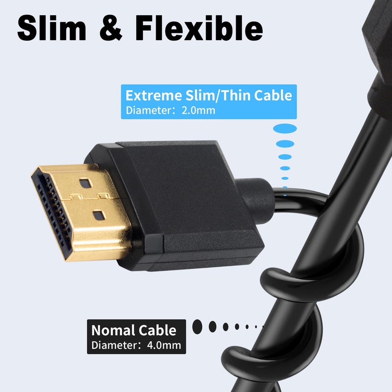 دوتك كابل HDMI رقيق للغاية بطول 1 قدم، كابل HDMI قصير من ذكر إلى ذكر لجهاز تلفزيون ثلاثي الأبعاد و 4K فائق الدقة، سلك HDMI 2.0 محول تمديد - Image 4