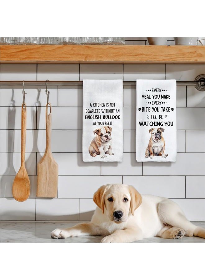 Tzhim English Bulldog Gifts Kitchen Towels Set of 2, English Bulldog Gifts for Women, English Bulldog Hand Towels, English Bulldog Dish Towels Tea Towels, Dog Kitchen Bathroom Decor, 16x24inch - Image 5