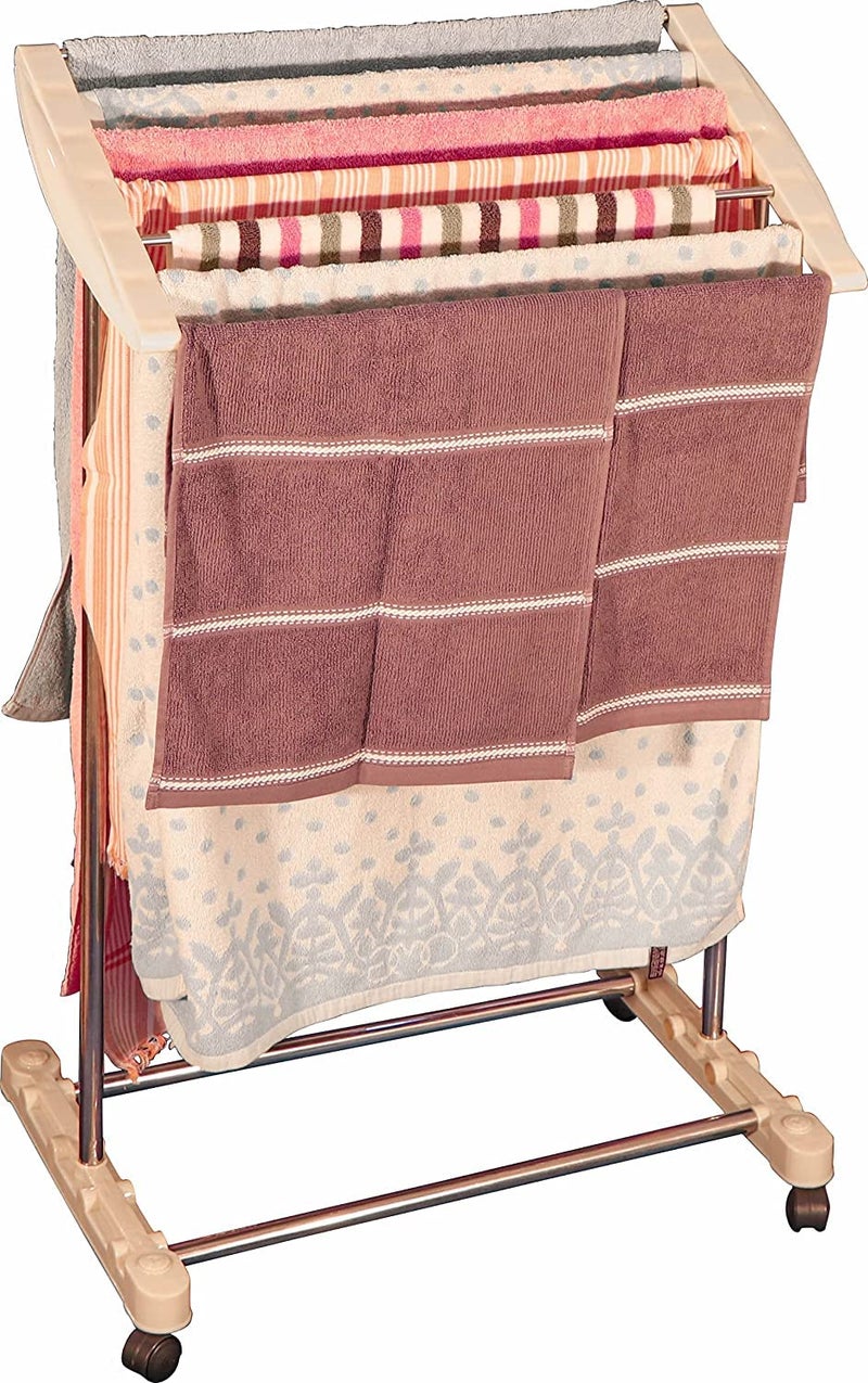 RHYDON Multi Functional Stainless Steel Mobile Towel Rack FloorStanding Mobile Room Save Space Towel Cloth Rack for Drying Holder for Kitchen Bathroom or Pantry Area etc - Image 2