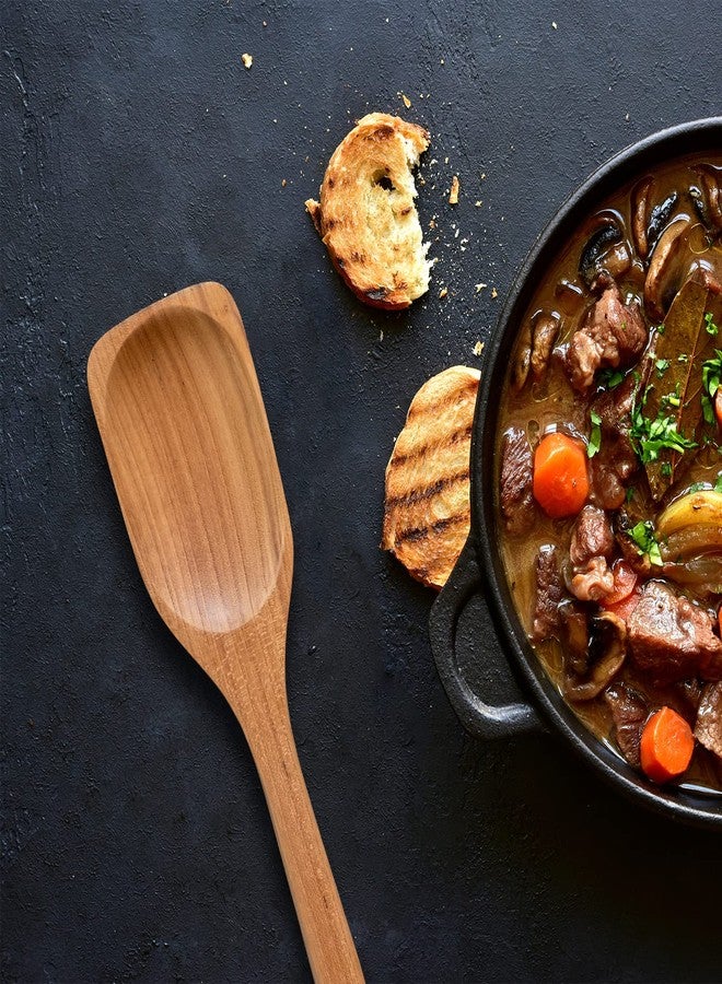 FAAY 18 Inches Large Wooden Spoon, Long Handle Heavy Duty Spoon with Scoop for Big Pot Stirring, Mixing & Cooking. Handcrafted from Teak for Crab Crawfish Seafood Boil, Gumbo Pot. - Image 2