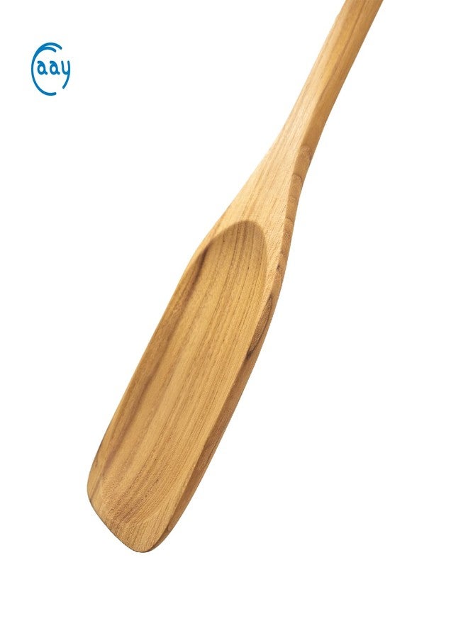 FAAY 18 Inches Large Wooden Spoon, Long Handle Heavy Duty Spoon with Scoop for Big Pot Stirring, Mixing & Cooking. Handcrafted from Teak for Crab Crawfish Seafood Boil, Gumbo Pot. - Image 3