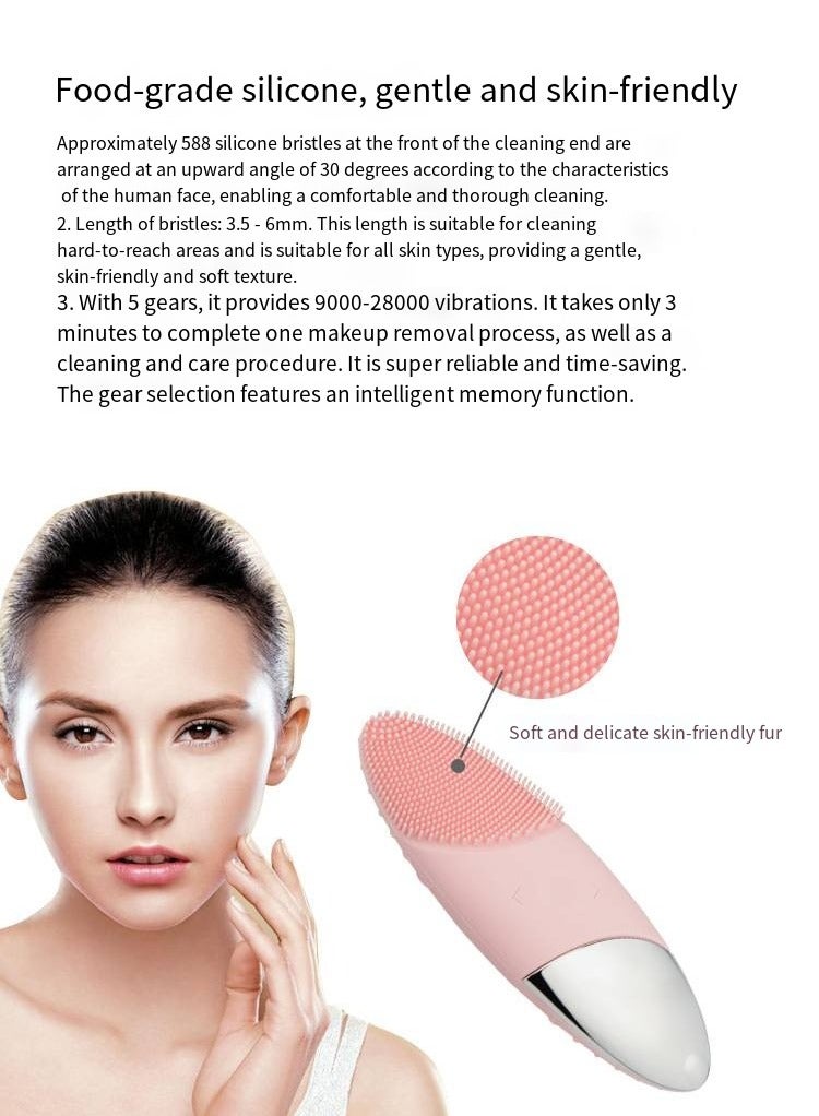 general Facial Cleansing Brush, IPX7 Waterproof Silicon Face Scrub Brush with 5 Speed Modes, Usb Rechargeble Face/Eye Massager with 108 ℉ Heated, facial scrubber for Skin Exfoliation, Deep Cleansing - Image 1