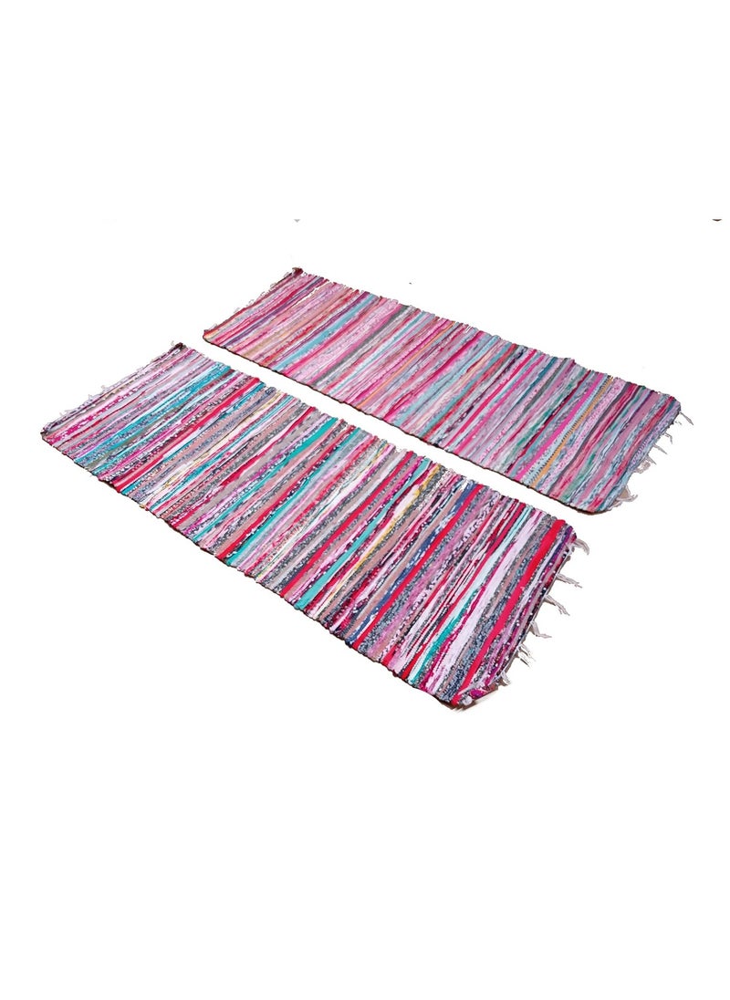 Bazaar Misr Rag Rug Kilim Multicoloured Double Sided Washable 70*200 cm 2 pcs  - Image 1